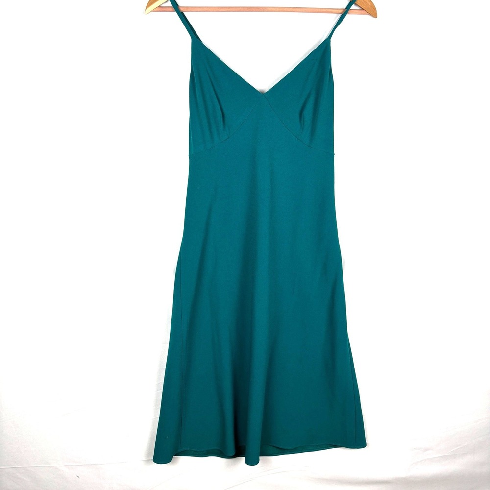 J. Crew Womens Y2K Satin Babydoll Midi Slip Dress Sz 6 Emerald Green Event Party